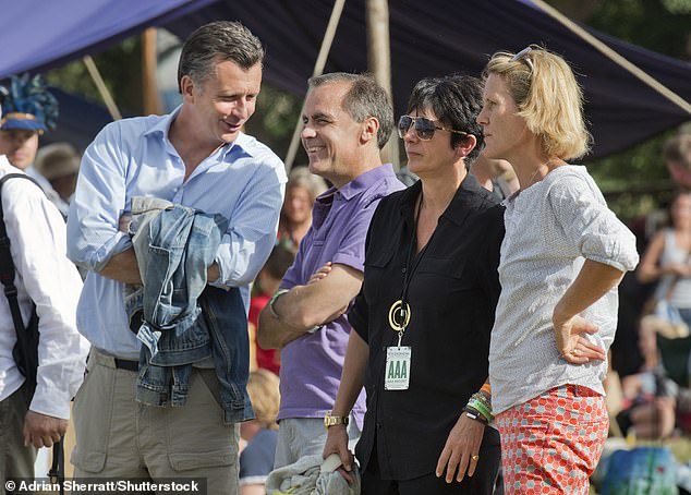 Prime Minister Mark Carney (second from left) standing with Ghislaine Maxwell at the Wilderness Festival in Oxfordshire, August 2013.